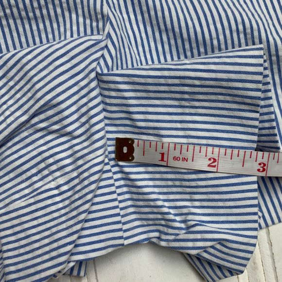 J. Crew Blue Seersucker Ruffle High Waisted Shorts - Picture 8 of 13